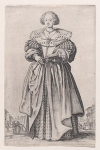 Damen med solfjädern, ur ”Adeln” av Jacques Callot