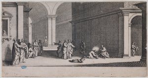 Den stora passionen, Fottvagningen. Första bladet i en serie om 7 blad (Lieure 281, Meaume 12) av Jacques Callot