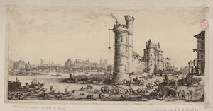 Nesletornet och vy över Pont-Neuf av Jacques Callot
