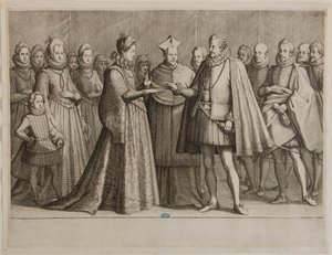 Ferdinand I de Medicis liv, Ferdinand I:s bröllop. Första numret i en serie bestående av 16 färdigställda stycken och 2 extra stycken (Lieure 147, Meaume 534) av Jacques Callot