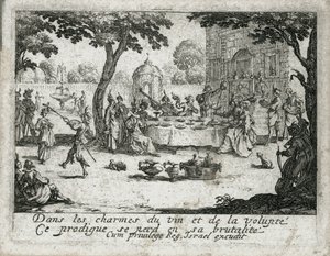 Den förlorade sonens liv ... (gravyr) av Jacques Callot