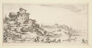 La chasse au cerf (Hjortjakt nära herrgården), från Landscapes for Giovanni de Medici av Jacques Callot