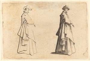 Dam i stor kappa av Jacques Callot
