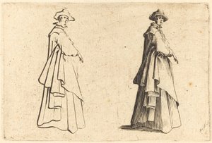 Dam i stor kappa av Jacques Callot