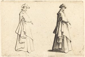 Dam i stor kappa av Jacques Callot