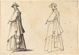 Dam i stor kappa av Jacques Callot