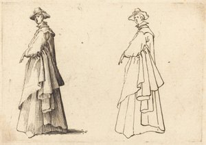 Dam i stor kappa av Jacques Callot