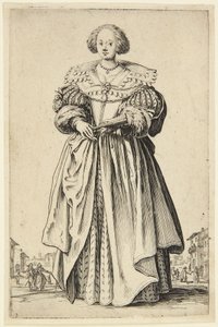Dam med solfjäder av Jacques Callot