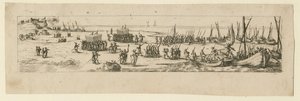Landstigning av trupper vid belägringen av La Rochelle, 1630 av Jacques Callot