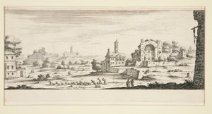 Landskap med stora byggnader av Jacques Callot