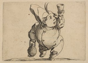 Le Beveur vu de Face Drickaren sett framifrån, från Varie Figure Gobbi, kostym..., 1616-22. av Jacques Callot