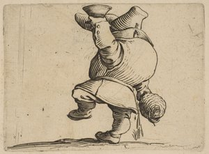 Le Buveur Vu de Dos Drickaren sedd bakifrån, från Varie Figure Gobbi, suite appe..., 1616-22. av Jacques Callot