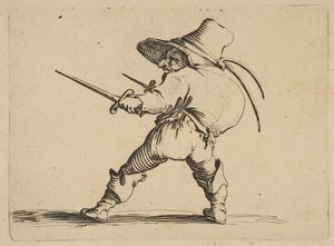 Duelisten med svärd och daggar, från Varie ..., 1616-22. av Jacques Callot