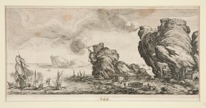 Le combat naval (Sjöstrid), från Landscapes for Giovanni de Medici av Jacques Callot