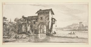 Le moulin a eau (Kvarnen på vattnet), från Landscapes for Giovanni de Medici av Jacques Callot
