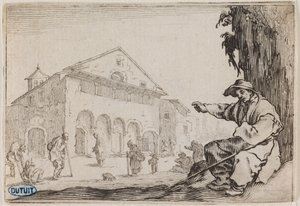 Nyckerna, Hospicet. Trettioåttonde numret i serien med 50 i Nancy graverade blad (Lieure 465, Meaume 843) av Jacques Callot