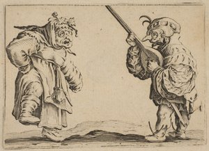 Les Danseurs au Luth Dansarna med en lut, från Les Caprices Series B, The Nancy Set, 1617-20. av Jacques Callot