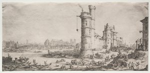 De två fantastiska utsikterna över Paris: Utsikt över Pont Neuf, 1628-1630.
