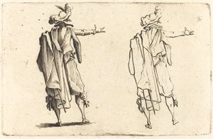 Man sedd bakifrån med sin högra arm utsträckt av Jacques Callot
