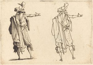 Man sedd bakifrån med sin högra arm utsträckt av Jacques Callot