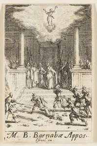 Sankt Barnabys martyrdöd, plansch femton från Apostlarnas martyrdöd av Jacques Callot
