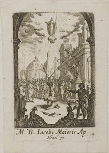 Sankt Jakob den stores martyrdöd, plansch fyra ur Apostlarnas martyrdöd av Jacques Callot