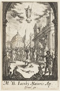 Johannes den stores martyrdöd, plansch fyra ur Apostlarnas martyrdöd av Jacques Callot