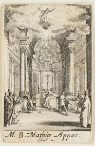 Sankt Mathias martyrdöd, plansch elva från Apostlarnas martyrdöd av Jacques Callot