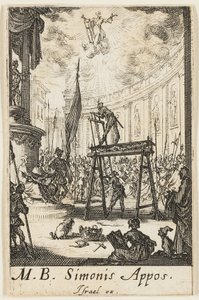 Sankt Simons martyrdöd, plansch tio från Apostlarnas martyrdöd av Jacques Callot