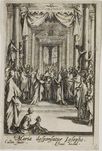 Maria gifter sig med Josef, ur Jungfruns liv av Jacques Callot