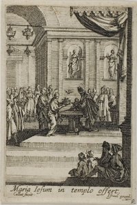 Maria presenterar Kristus i templet, från Jungfruns liv av Jacques Callot