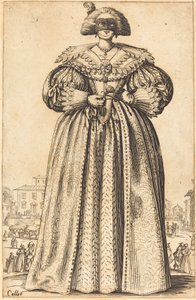Maskerad ädel kvinna av Jacques Callot