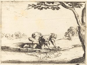 Narcissus tittar i vattnet, 1628. av Jacques Callot