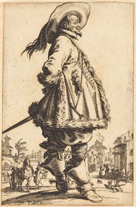 Ädel man med pälsbrämad mantel, med händerna bakom ryggen av Jacques Callot