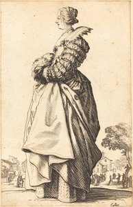 Adlig kvinna i profil med händerna i en muff av Jacques Callot