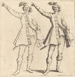Officer, med utsträckt arm, framifrån av Jacques Callot