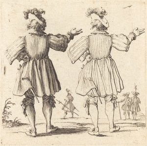 Officer med plym, sedd bakifrån, 1617 och 1621. av Jacques Callot