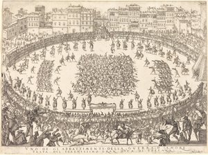En av infanteristriderna av Jacques Callot