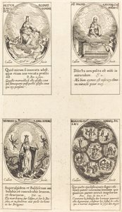 Vår Fru av Rosenkransen; Jungfru och barn som dyker upp i ett moln; Triumferande Jungfru; Reu av Jacques Callot