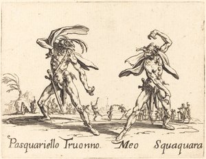 Pasquariello Truonno och Meo Squaquara av Jacques Callot