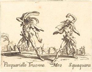 Pasquariello Truonno och Meo Squaquara, ca. 1622. av Jacques Callot
