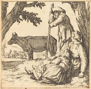 Bondepar med ko av Jacques Callot