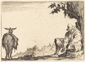 Bonde som tar av sig sin sko av Jacques Callot