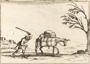 Bonde som piskar sin åsna av Jacques Callot