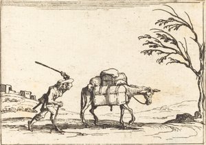 Bonde som piskar sin åsna av Jacques Callot