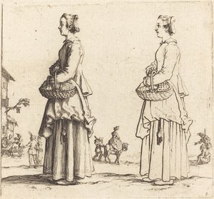 Bondekvinna med korg, i profil, vänd åt vänster av Jacques Callot