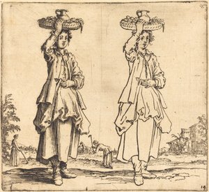 Bondekvinna med korg på huvudet, framifrån av Jacques Callot