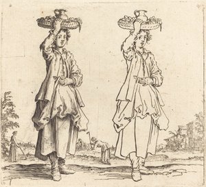 Bondekvinna med korg på huvudet, framifrån av Jacques Callot