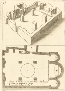 Plan och höjd av kyrkan S. Iacoma av Jacques Callot
