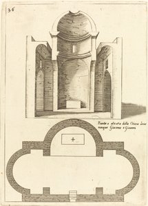 Plan och höjd av kyrkan av de heliga Jakob och Johannes, 1619. av Jacques Callot